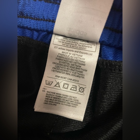 Adidas Kids Youth Boy’s Blue Stripes Yellow Logo Track Pants - Picture 4 of 6